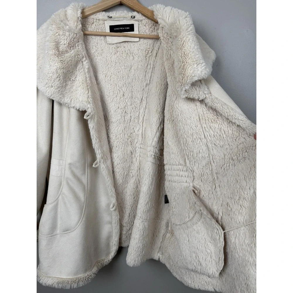 Jones New York Penny Lane Coat Soft‎ Cozy Faux-Suede Shearling Cottagecore XXL